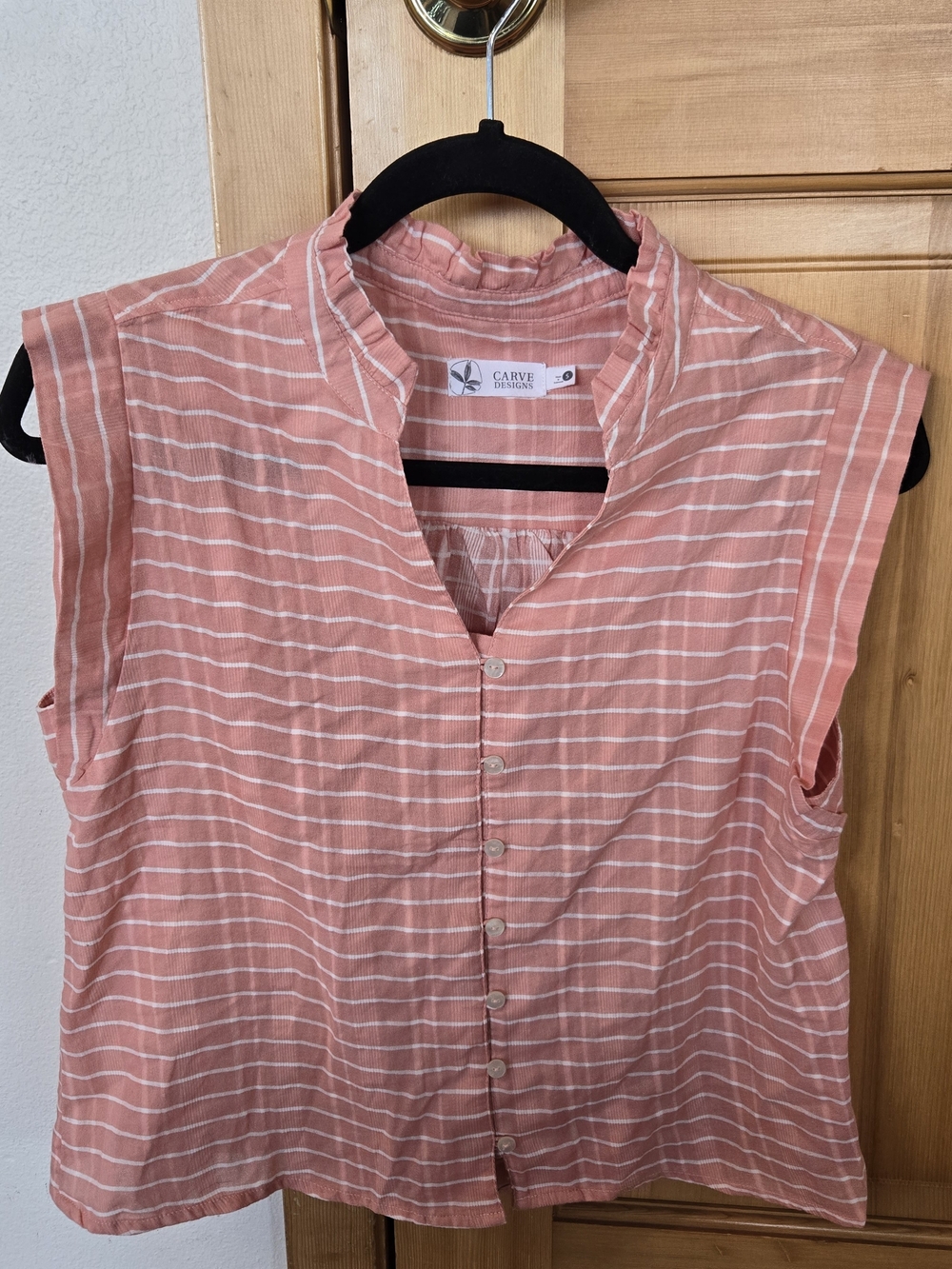 Carve Designs Striped Reagan Sleeveless Button Front